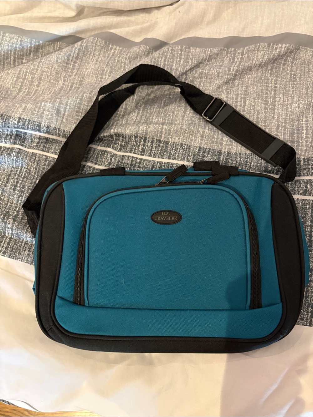 U.S. Traveler Teal and Black Men’s Messenger Bag - Compact Travel Organizer